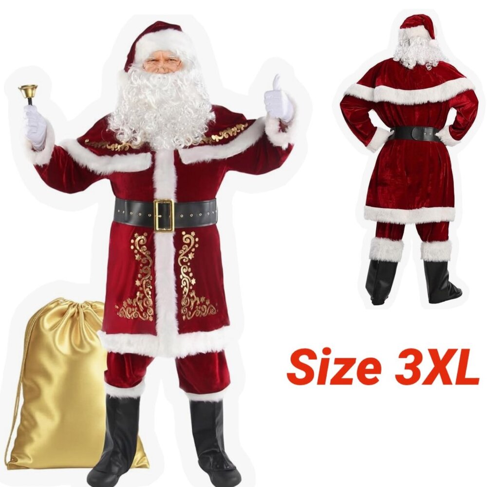 Christmas Santa Deluxe Costume Adult Plus Size 3XL   #3593